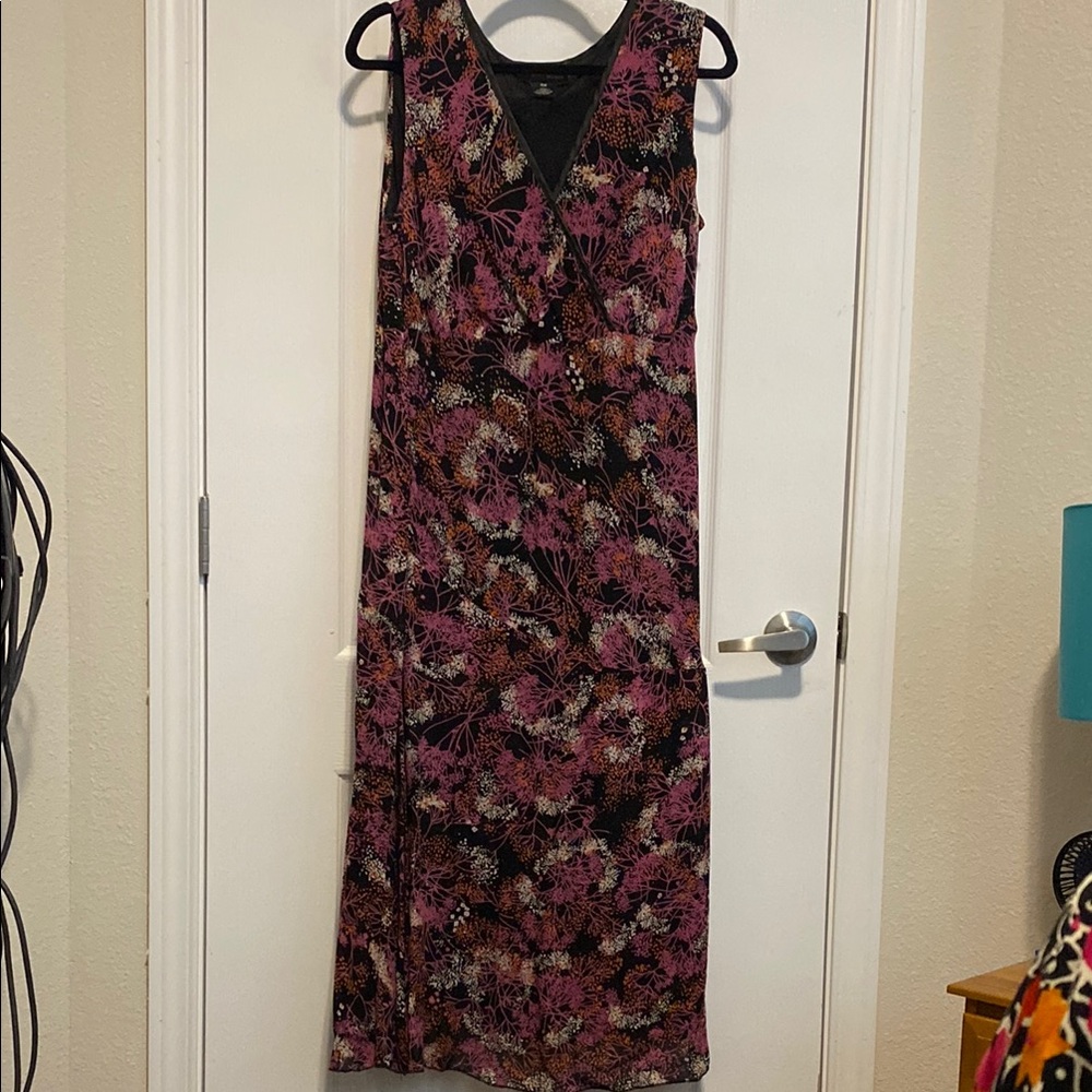 Style & Co. Pink and Black Sleeveless V-Neck Maxi Dress